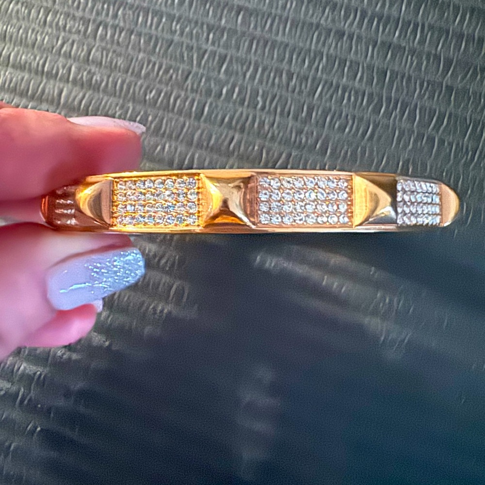 Michael Kors rose gold tone  Swarovski crystal pyramid bracelet